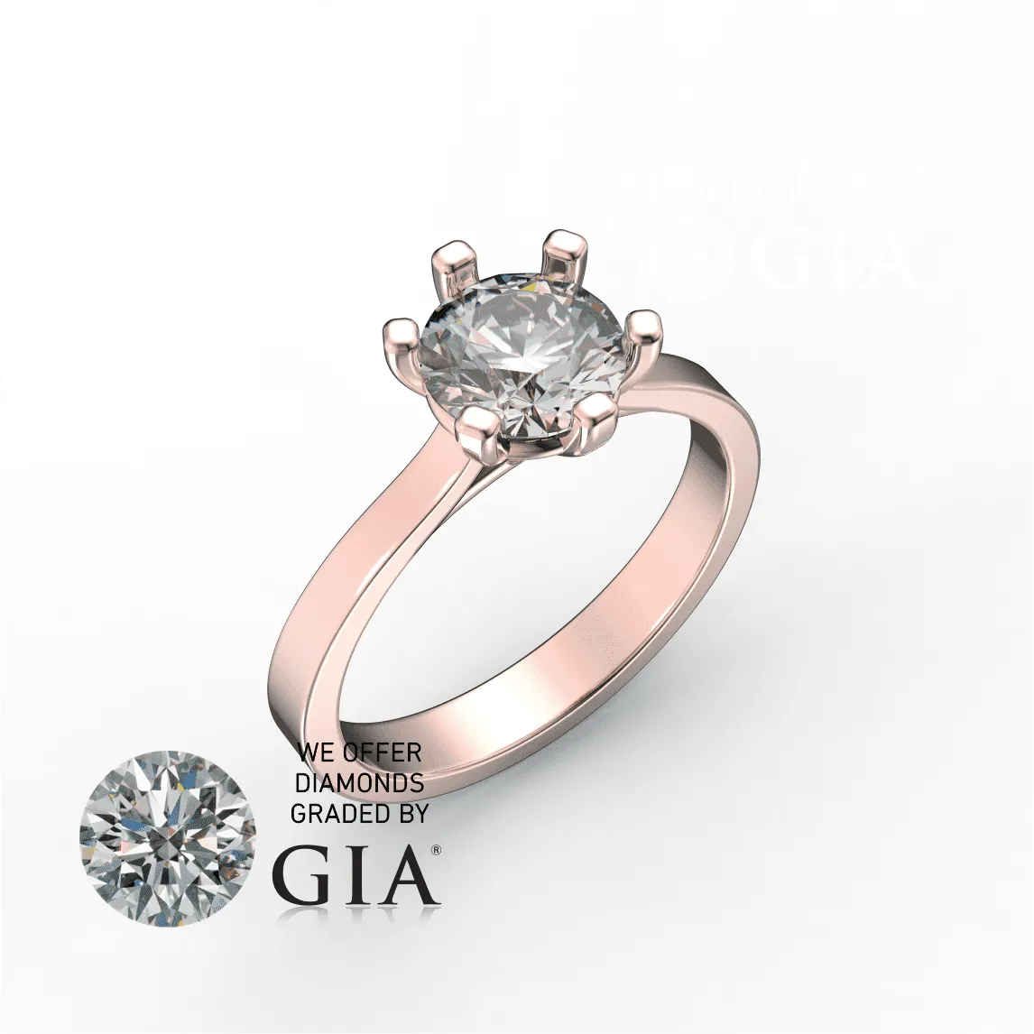 Carat G VS1 Round Diamond Engagement Ring in 18k Gold GIA