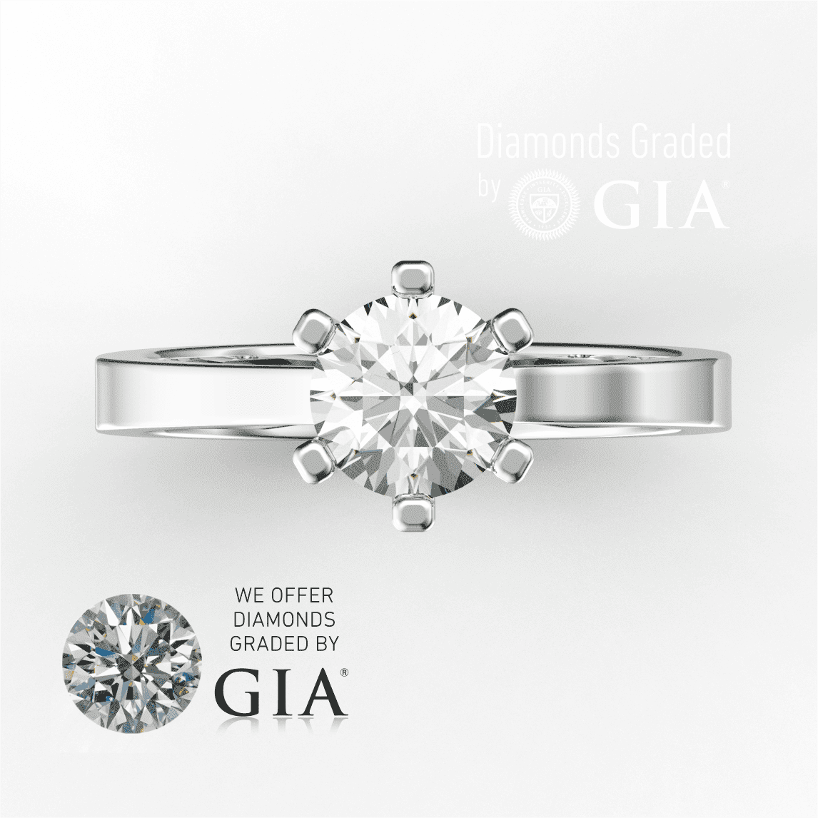 1 Carat G VS1 Round Diamond Engagement Ring in Platinum GIA Certified
