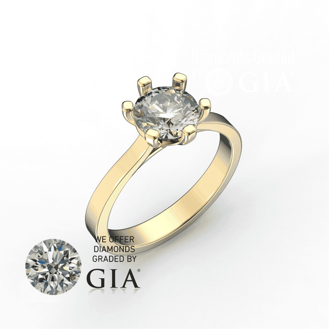 D VS1 round diamond 1 ct gold ring