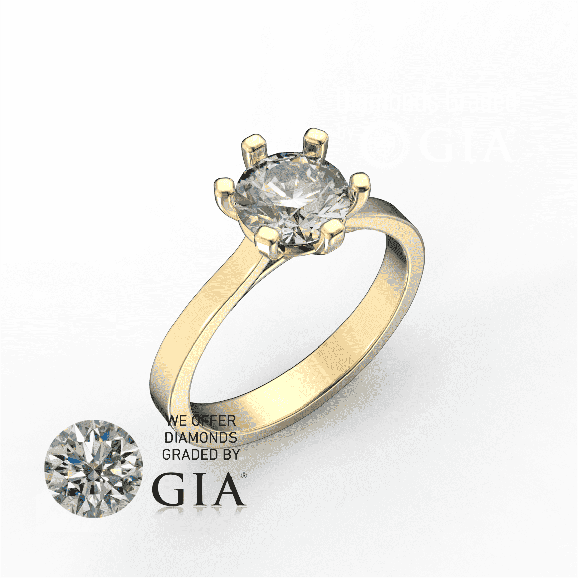 D VS1 round diamond 1 ct gold ring