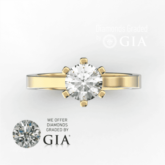 1 Carat D VVS1 Round Diamond Engagement Ring in 18k gold GIA certified