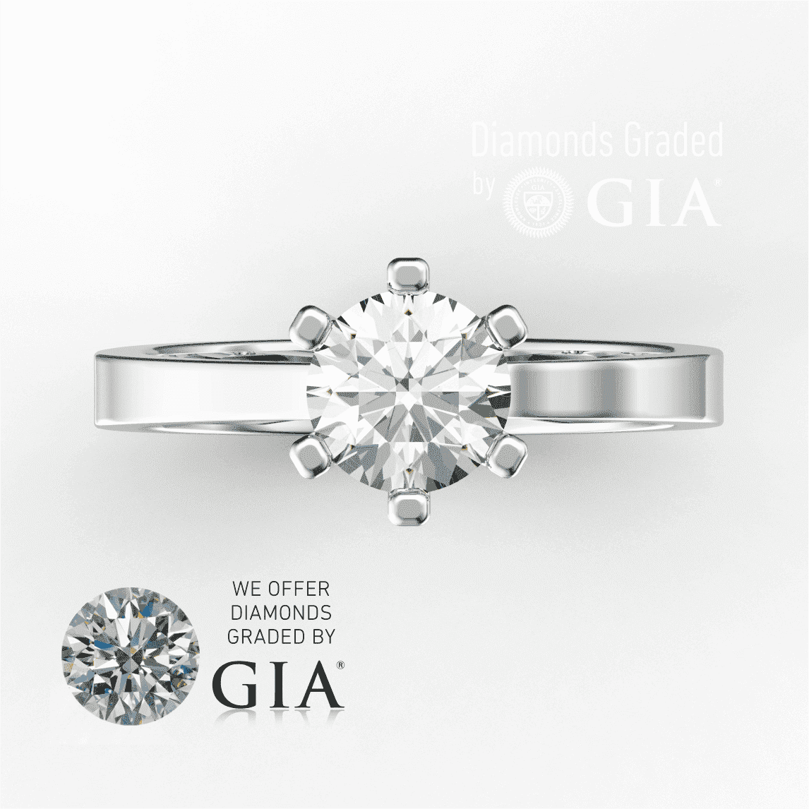 GIA 1 ct E VS1 round diamond gold ring