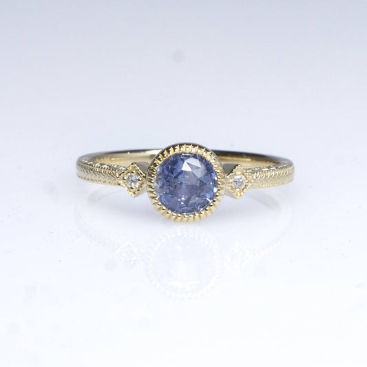 1 Carat Natural Unheated Sapphire Diamonds Ring 14K Gold
