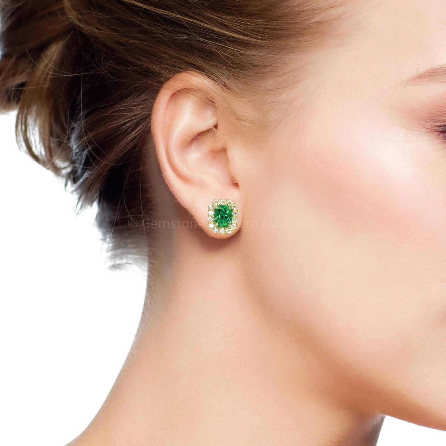 Elegant Emerald and Diamond Stud Earrings 2.02 ct Colombian Emeralds  and 0.56ct Diamonds