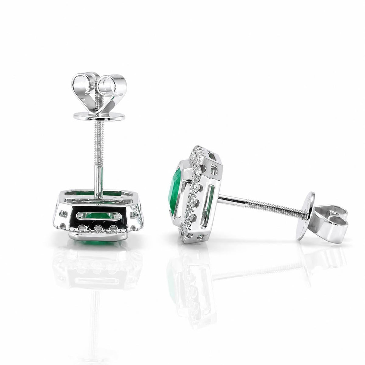 Emerald Cut Emerald Studs – detail view