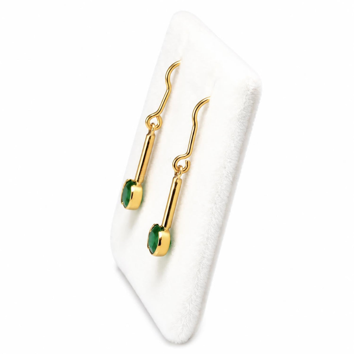 Dangling Emerald Earrings – front view