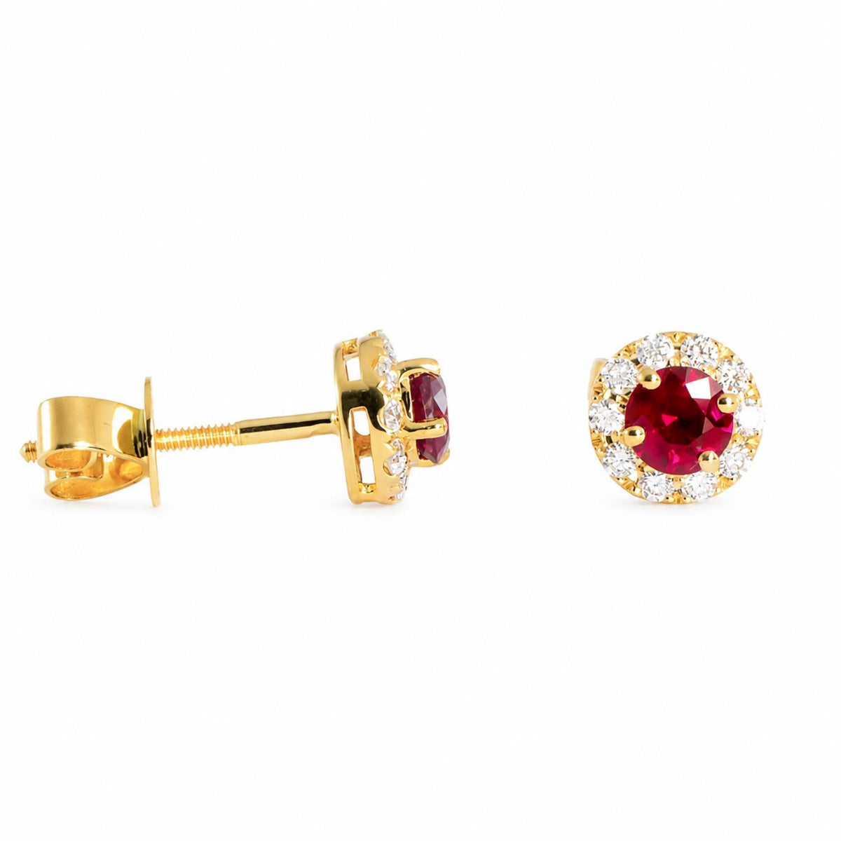 0.84 TCW Natural Ruby Stud Earrings – front view