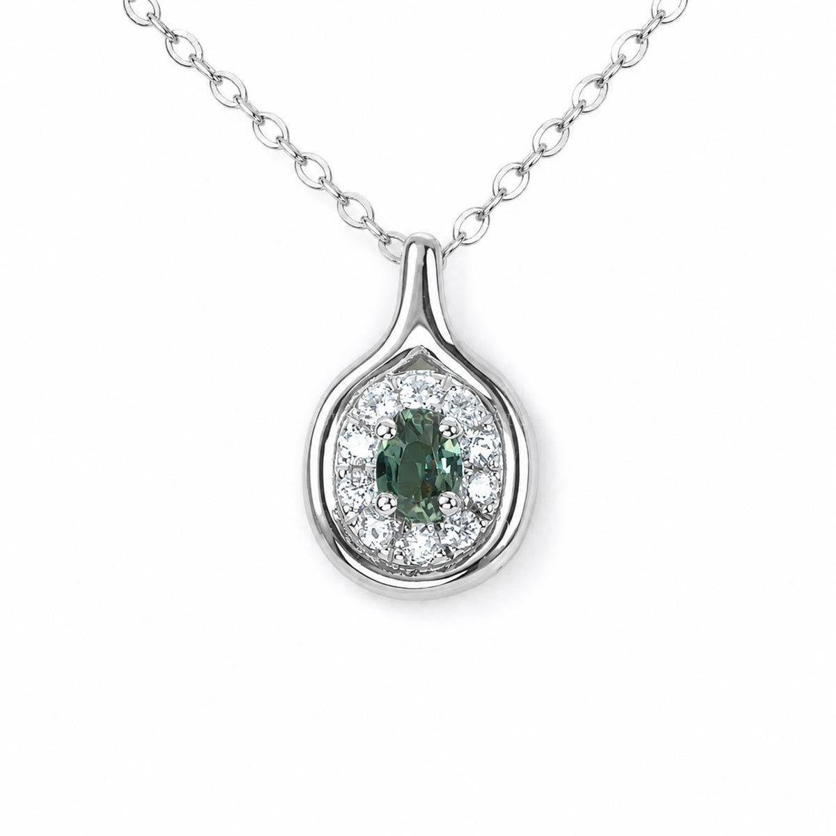 Platinum Alexandrite and Diamond Pendant with Oval Cut Centre
