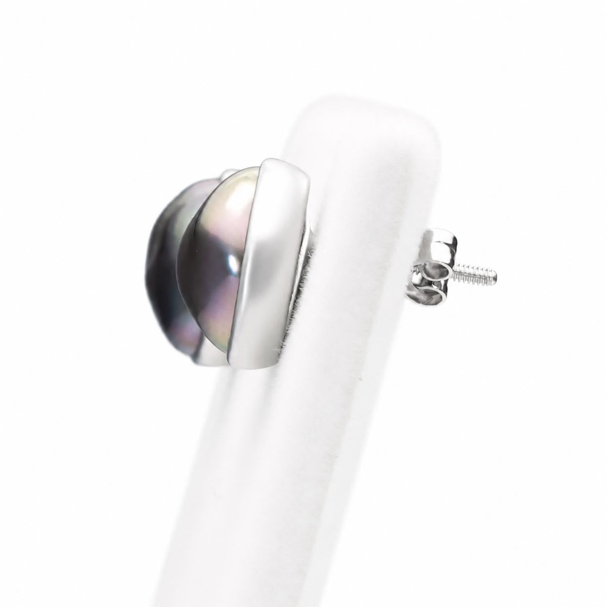 Tahitian Pearl Stud Earrings in 18K White Gold