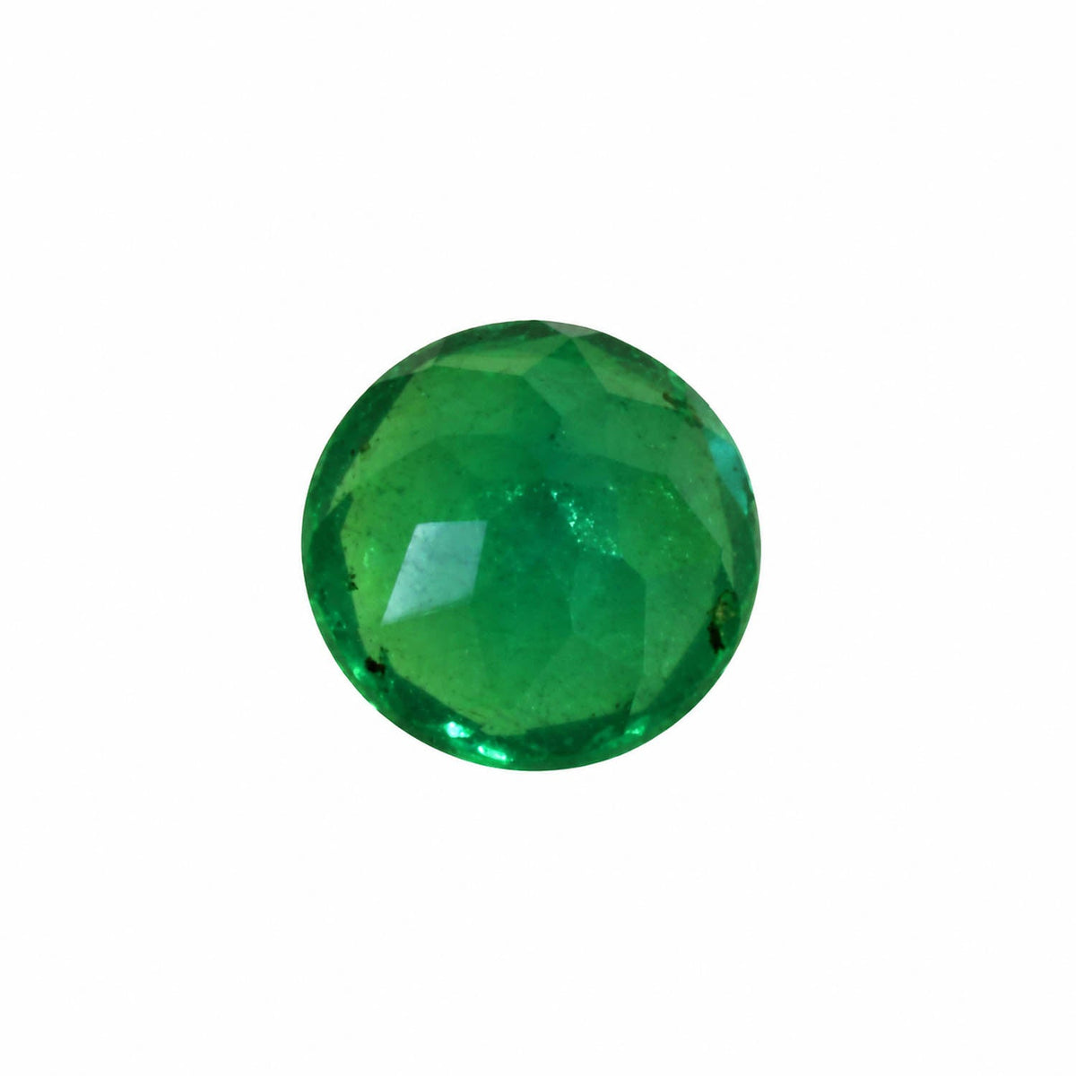 7.3 mm round Colombian emerald, alternate view