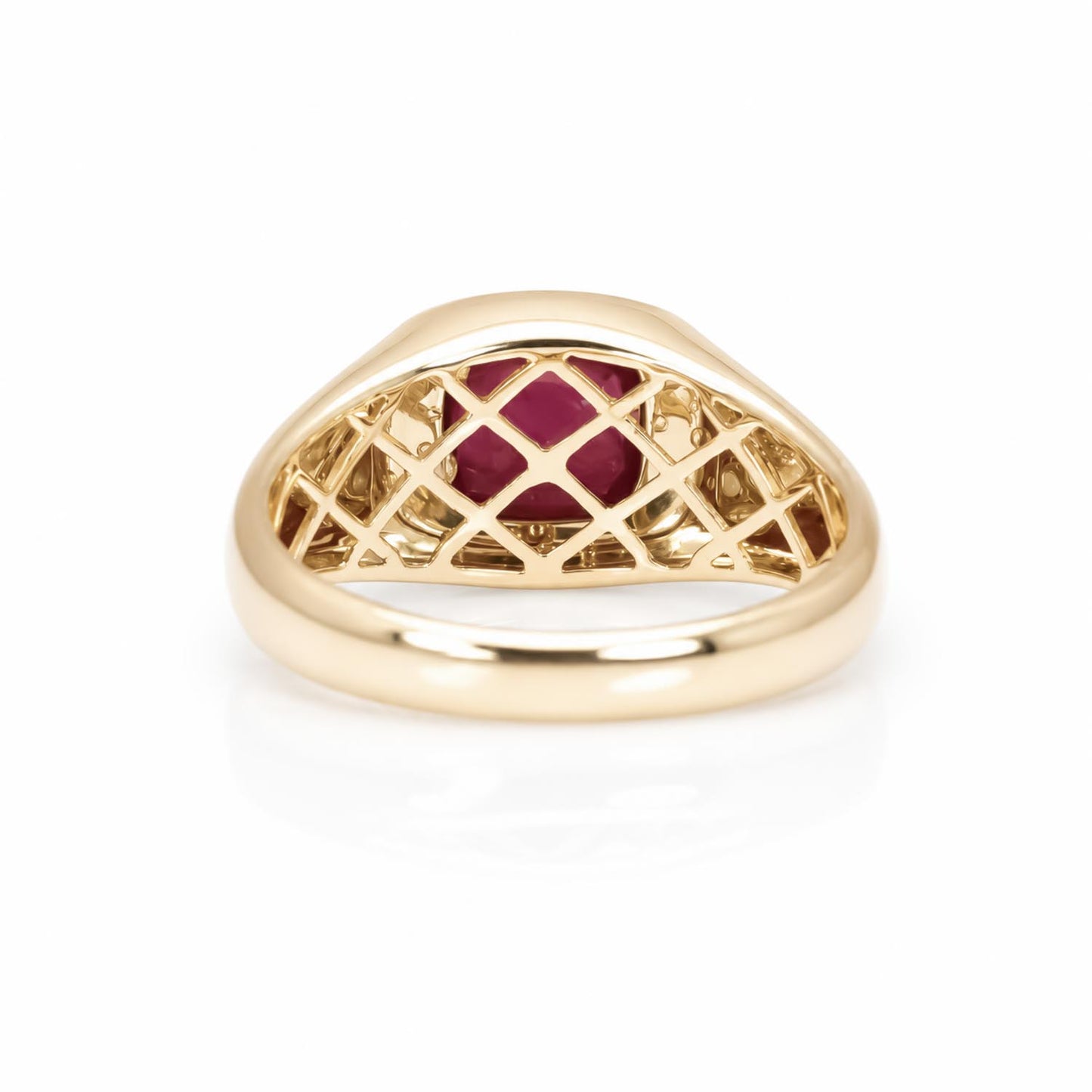 Natural Unheated Ruby & Diamond Men's Ring in 14K Yellow Gold