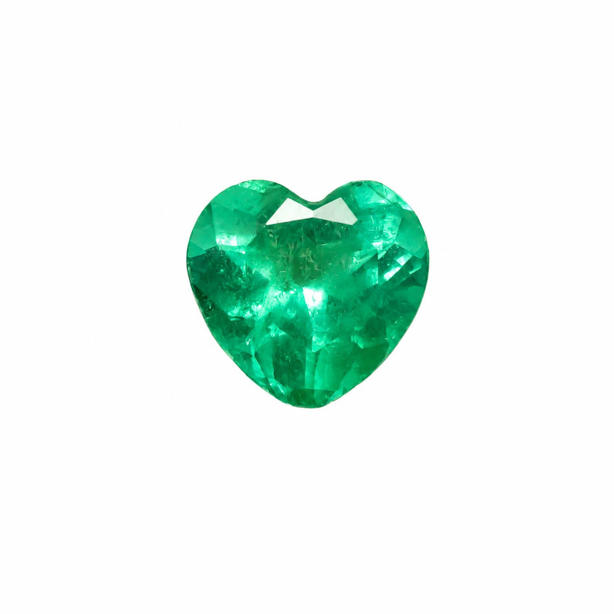 1.48 ct natural Colombian emerald, heart cut vivid green loose gemstone