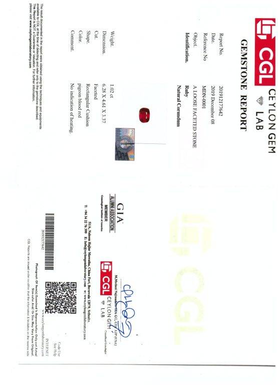 1.0 ct Natural Ruby Cushion Shape Unheated