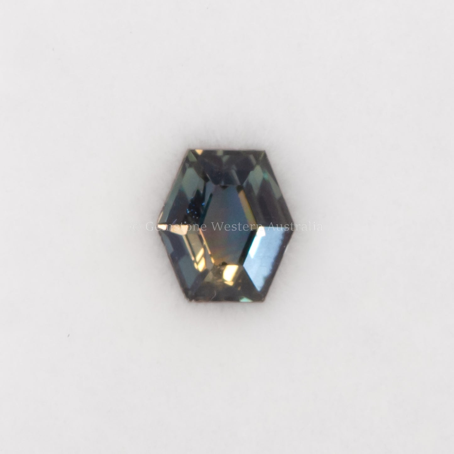 0.75 CT NATURAL UNHEATED TEAL-GREEN SAPPHIRE - HEXAGONAL FANCY CUT