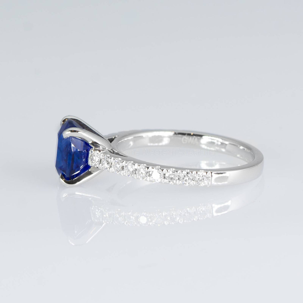 2.67ct Natural Sapphire Ring Solitaire Sapphire Engagement Ring 18K White Gold