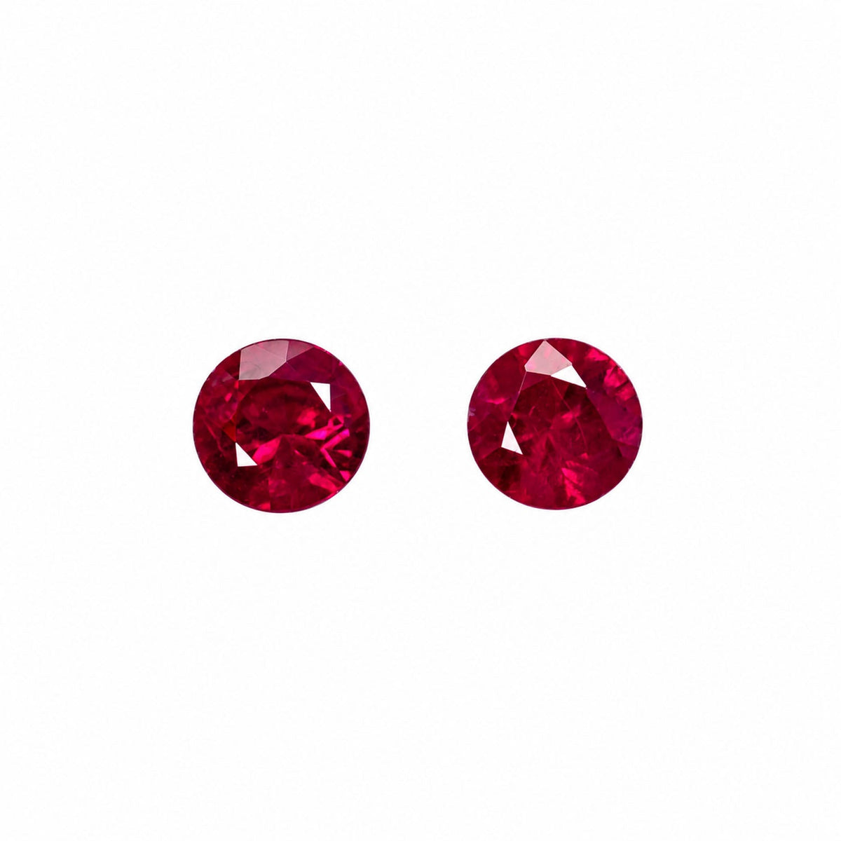 Matched pair of natural rubies totalling 0.51 ct, round cut
