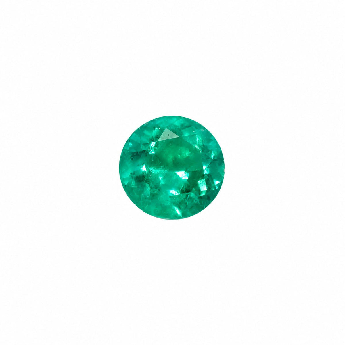 0.81 ct natural Colombian emerald, round cut strong green gemstone