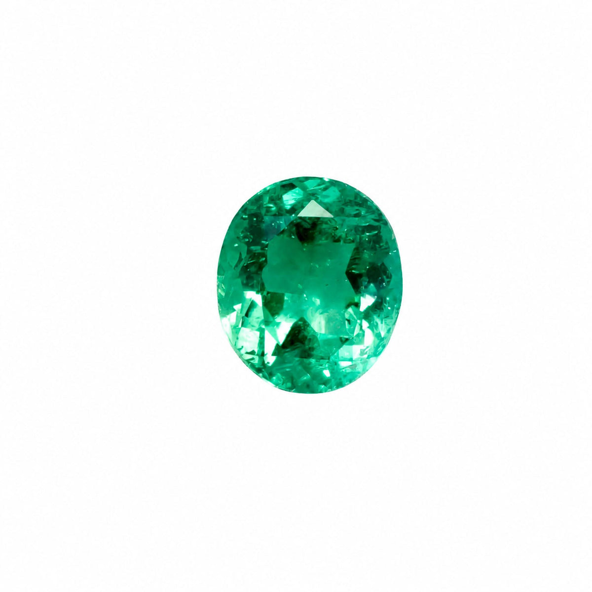 1.04 ct natural Colombian emerald, oval cut vivid green gemstone