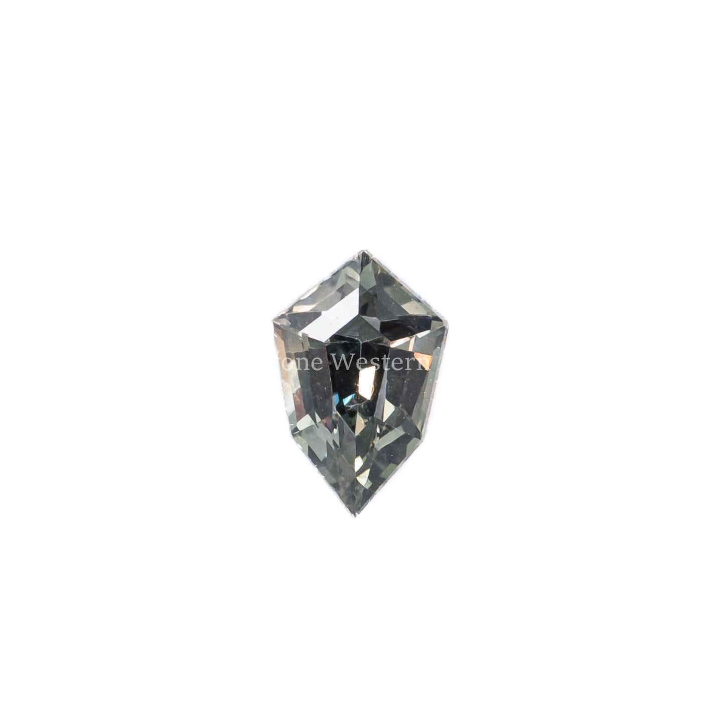 Front view of 0.62CT Natural Unheated Teal-Green Sapphire – Shield Fancy Cut in white background