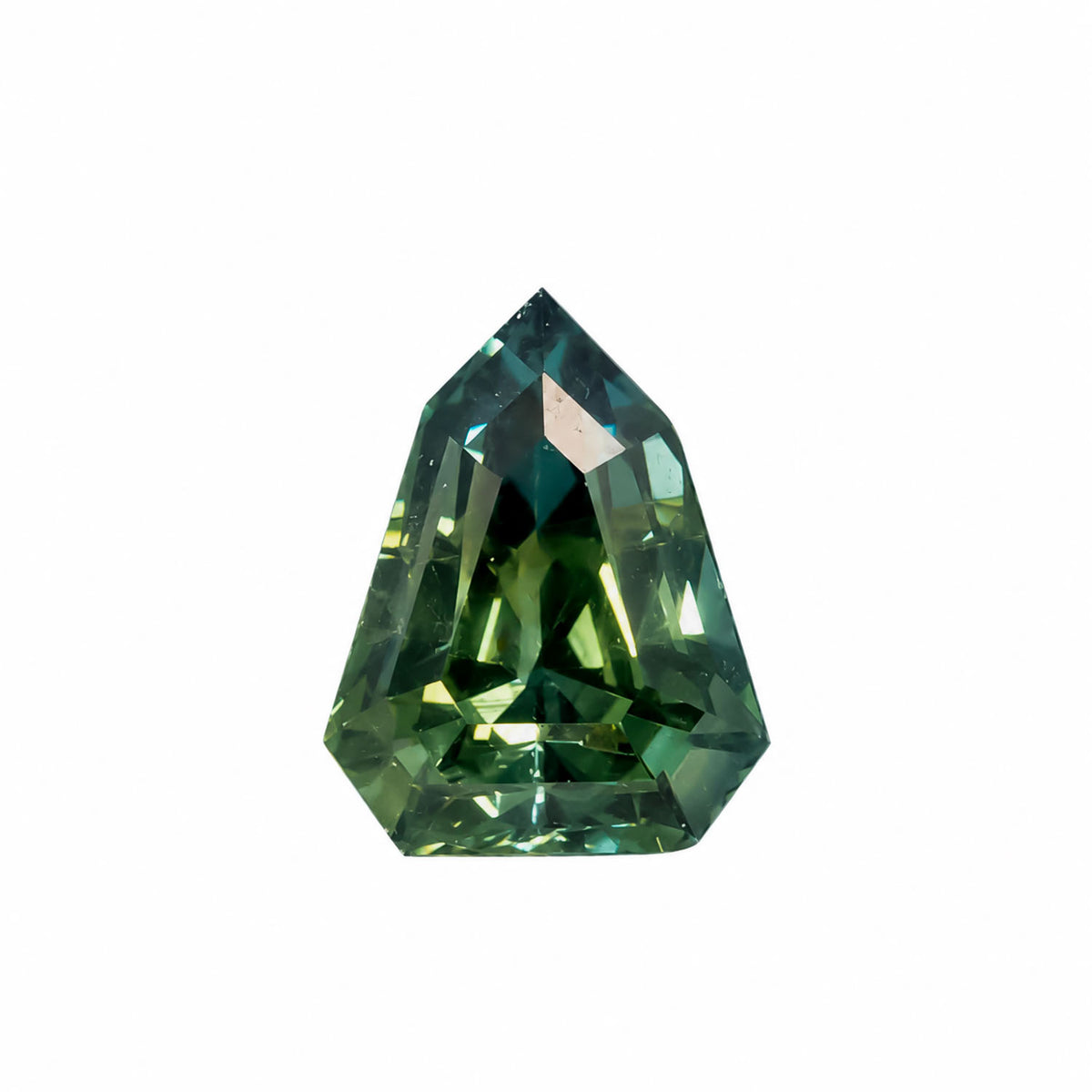 1.24ct natural unheated green teal sapphire, shield fancy cut, second view