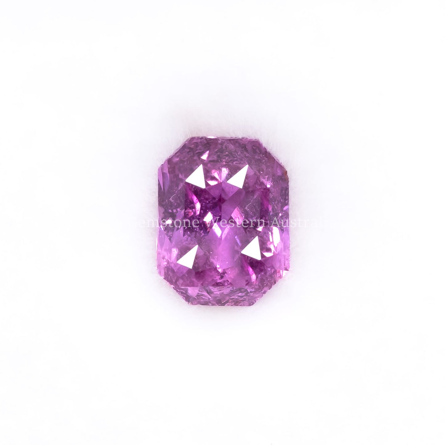 Front view of 1.19CT Natural Unheated Pink Sapphire – Radiant Mixed Cut in white background.
