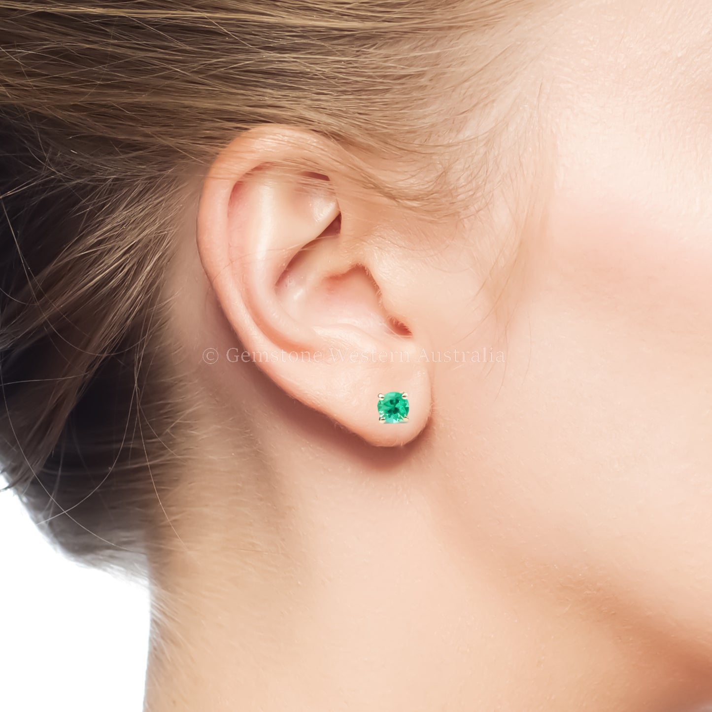 Colombian Emerald Stud Earrings 0.56ct in 18K Yellow Gold