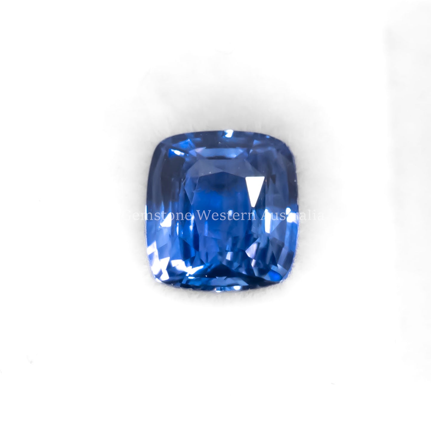 Front view of 2.03CT NATURAL VIVID BLUE SAPPHIRE – CUSHION CUT in white background