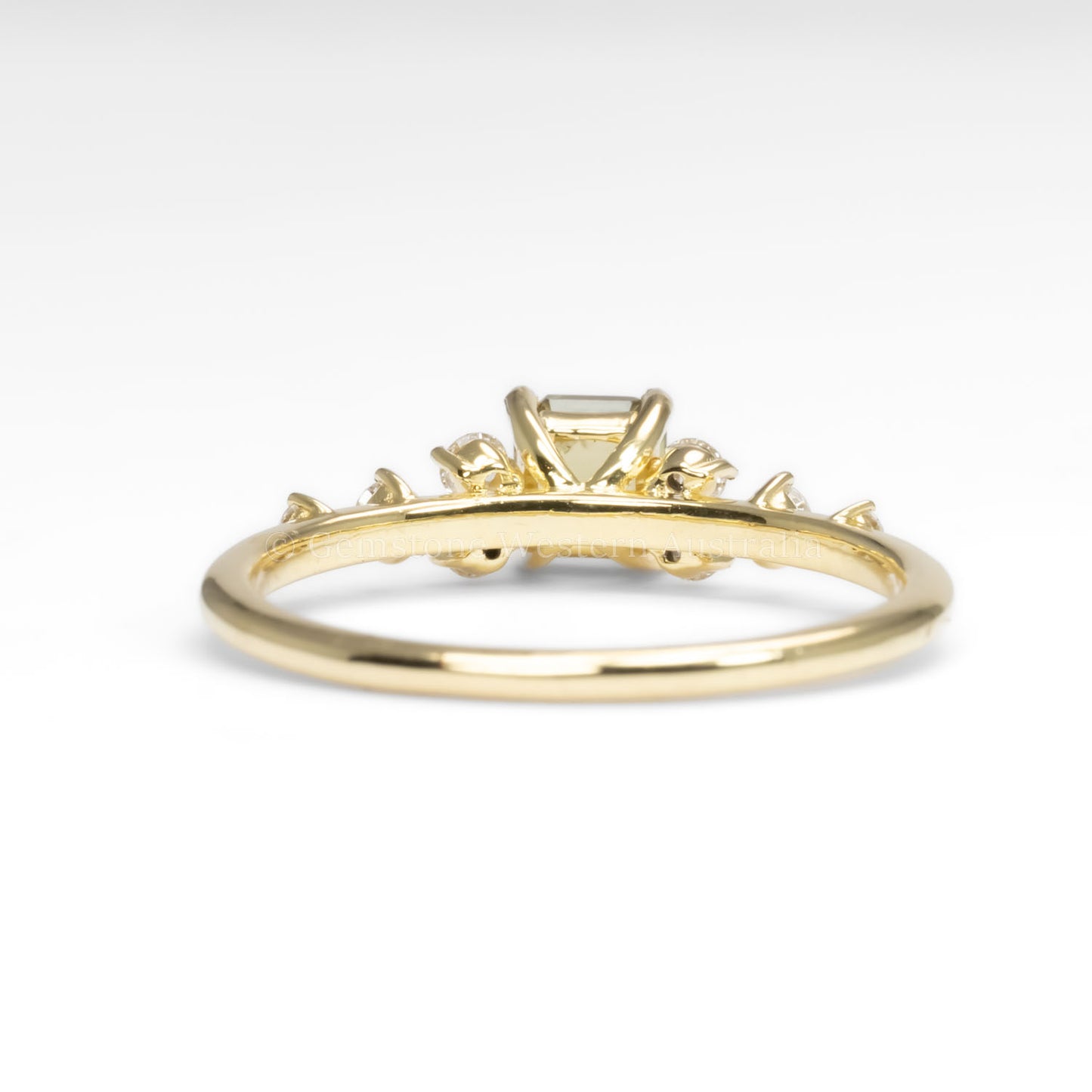 back view of Natural Octagon Cut Alexandrite Ring 0.53ct with Diamond Accents in white background