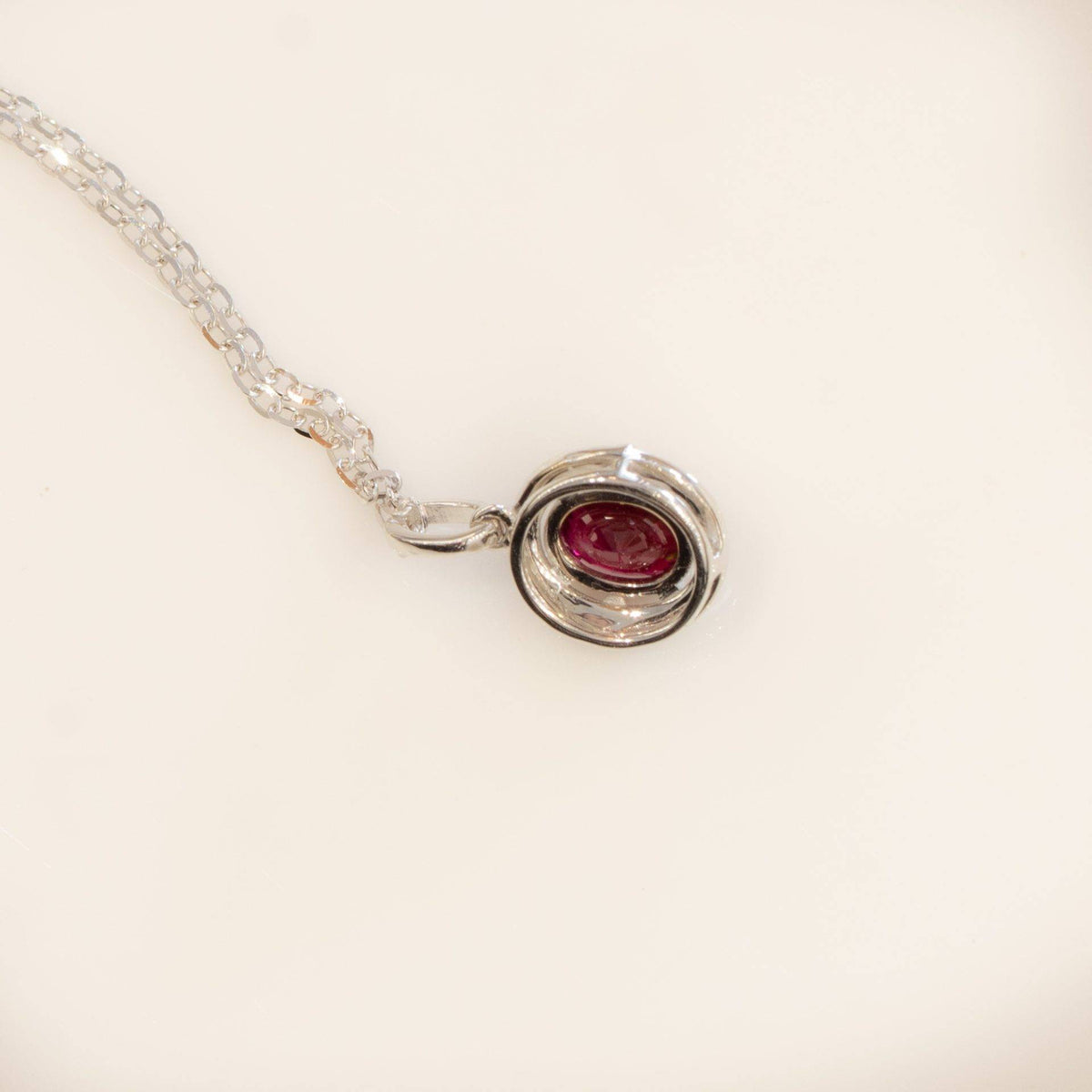 Ruby and Diamond Pendant Necklace 18K Gold