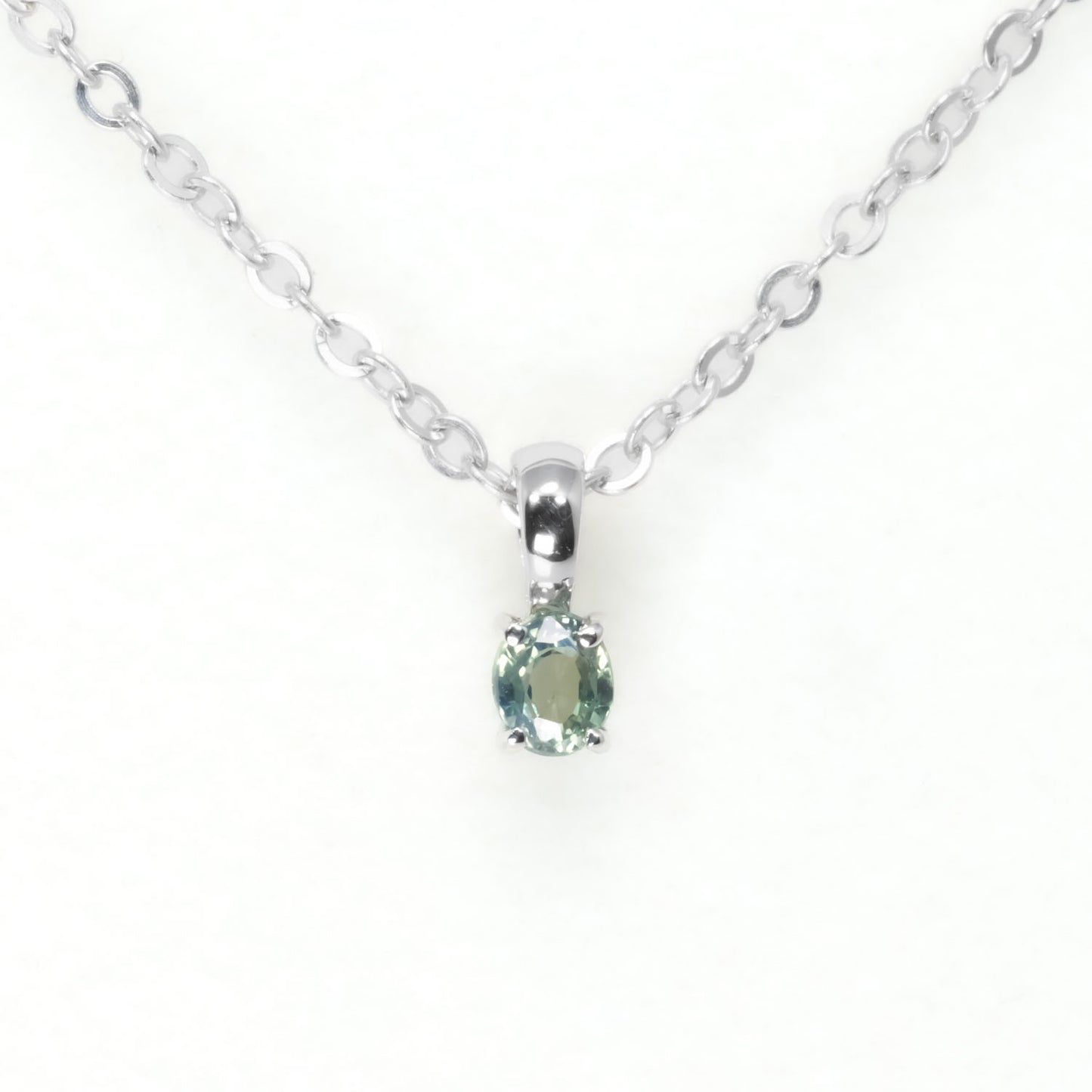 Petite Oval Alexandrite Pendant in Platinum 950 - 0.18ct Apple Green Hue