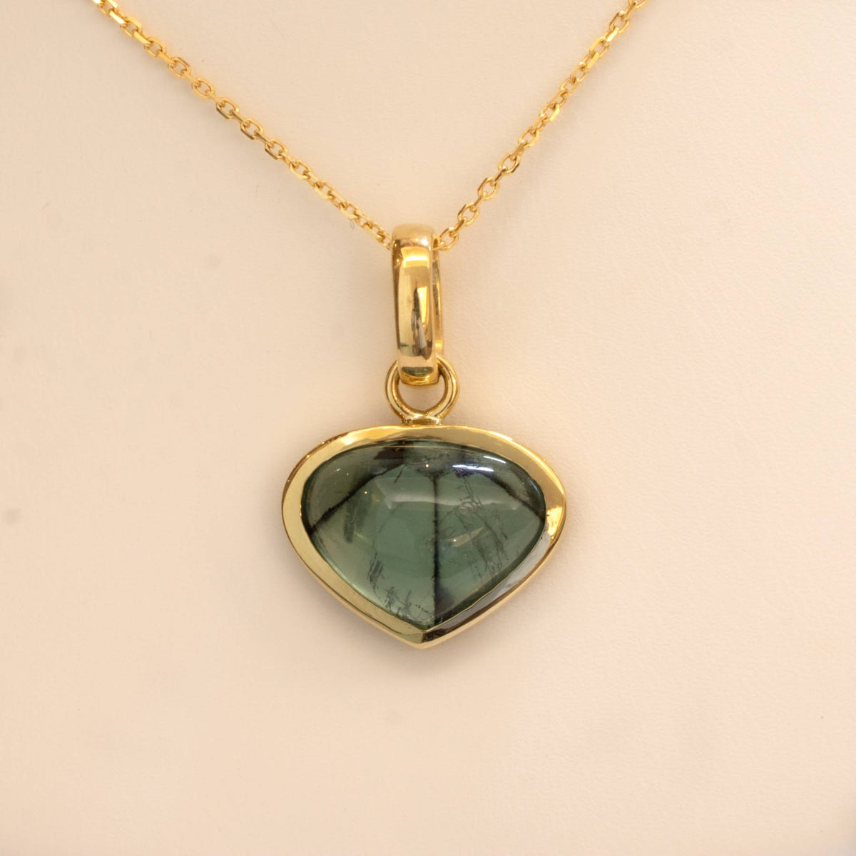 Natural Colombian Emerald Trapiche Pendant in 18K Yellow Gold