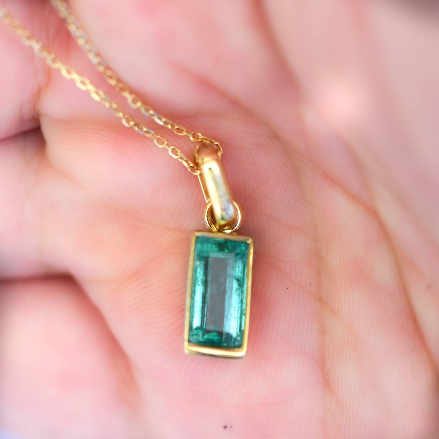 2.32ct Natural Colombian Emerald Pendant in 18K Yellow Gold