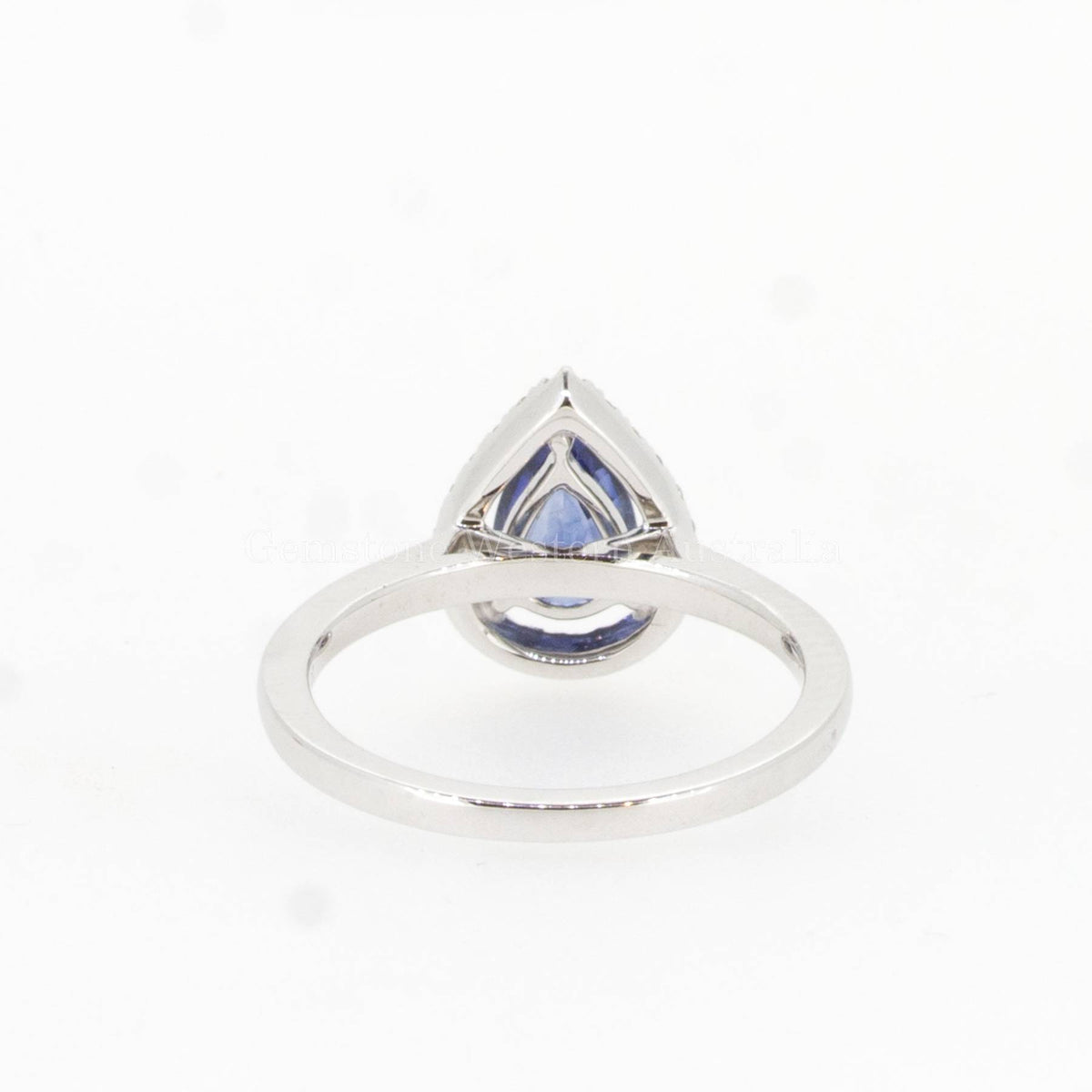 Pear Cut Natural Unheated Sapphire & Diamond Halo Ring 18K Gold