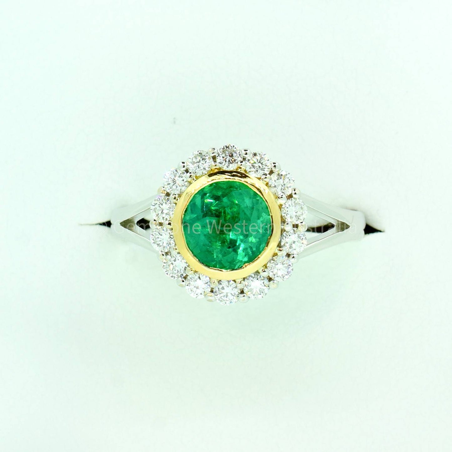 1.50 Carat Colombian Emerald and Diamond Ring - Emerald Halo Ring 18K Gold