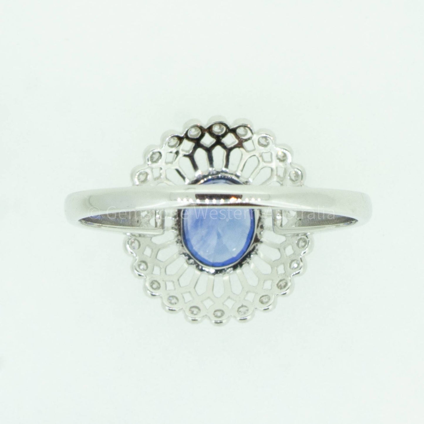 Sapphire and Diamond Halo Ring 18K Gold