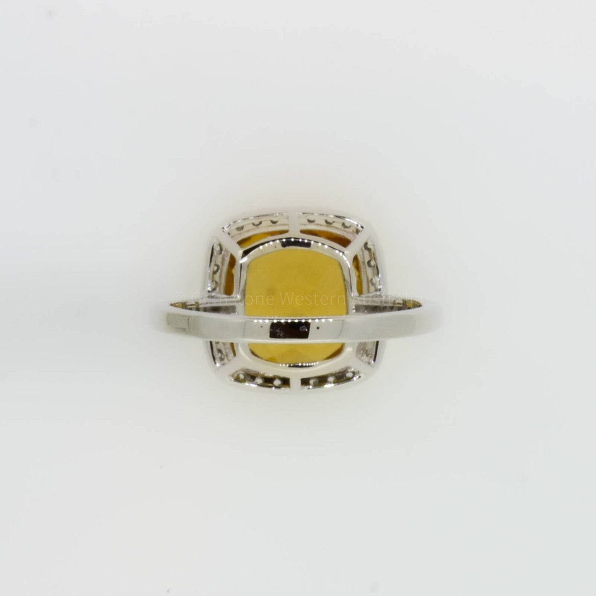 Natural Citrine and Diamond Ring in 18ct White Gold