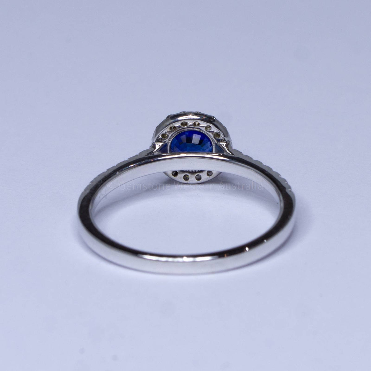 Natural Blue Sapphire Ring Sapphire Diamond Halo Ring 18K Gold