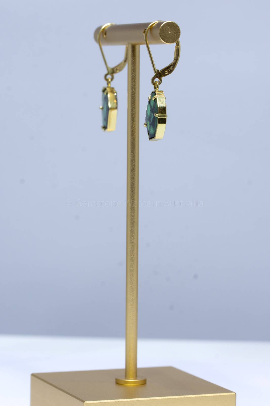 Trapiche Emerald Earrings - Colombian Emerald Dangling Earrings 18K Gold