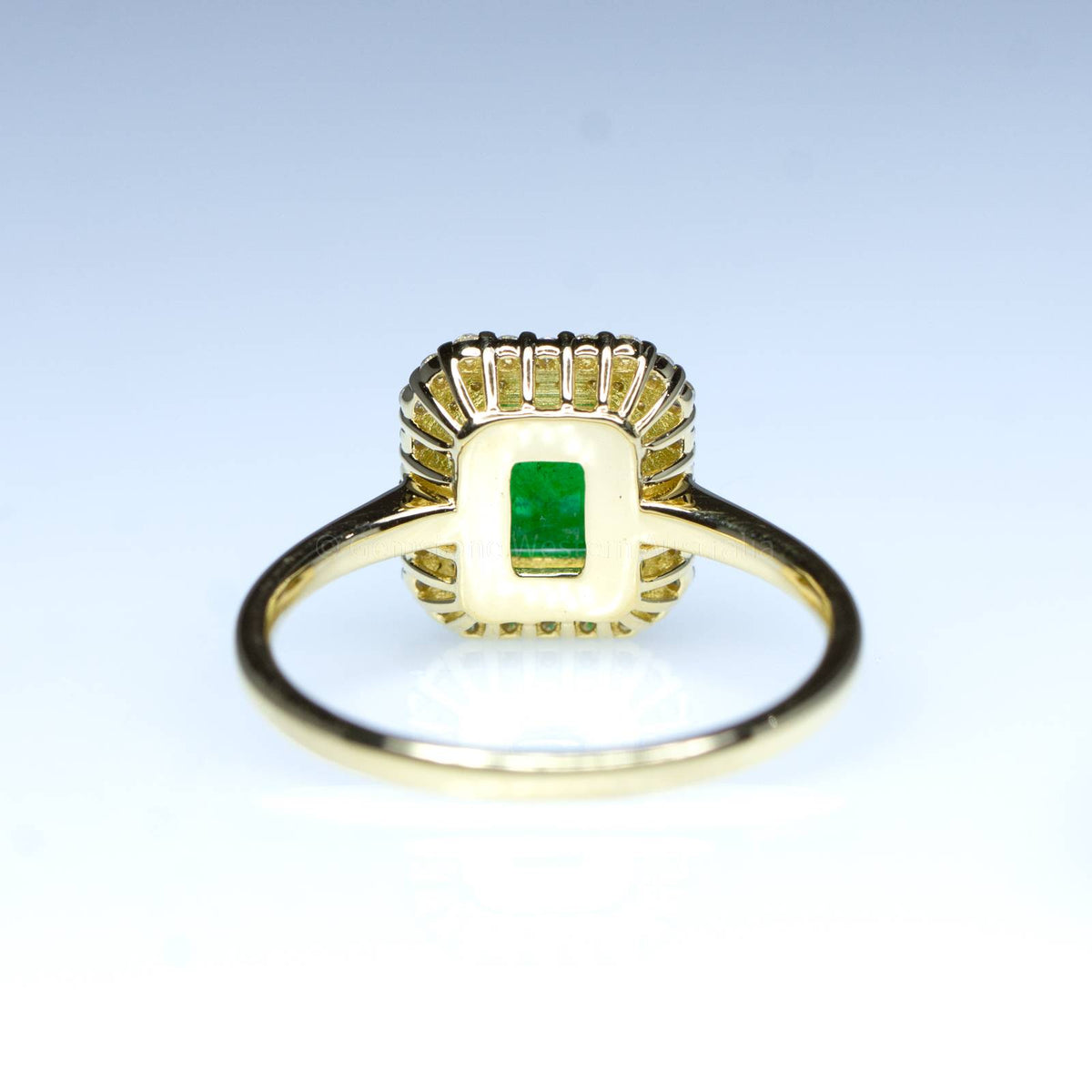1.15ct Colombian Emerald Ring Emerald Cut Halo Ring 18K Gold