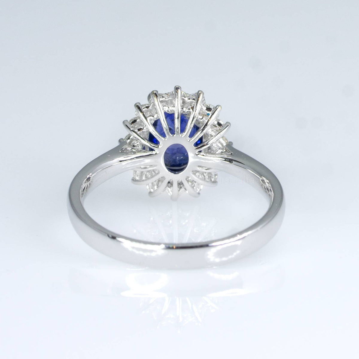 Royal Vivid Blue Sapphire & Diamond Ring 18k Gold Diana Inspired Design