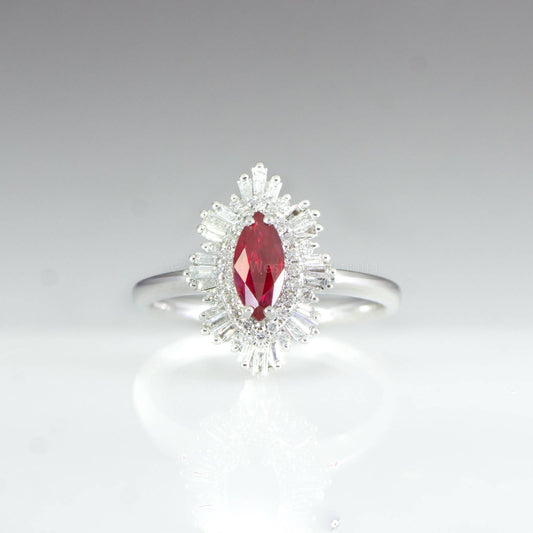 Art Deco Unheated Vivid Red Ruby Ring and Diamonds | Ruby and Diamonds Ring