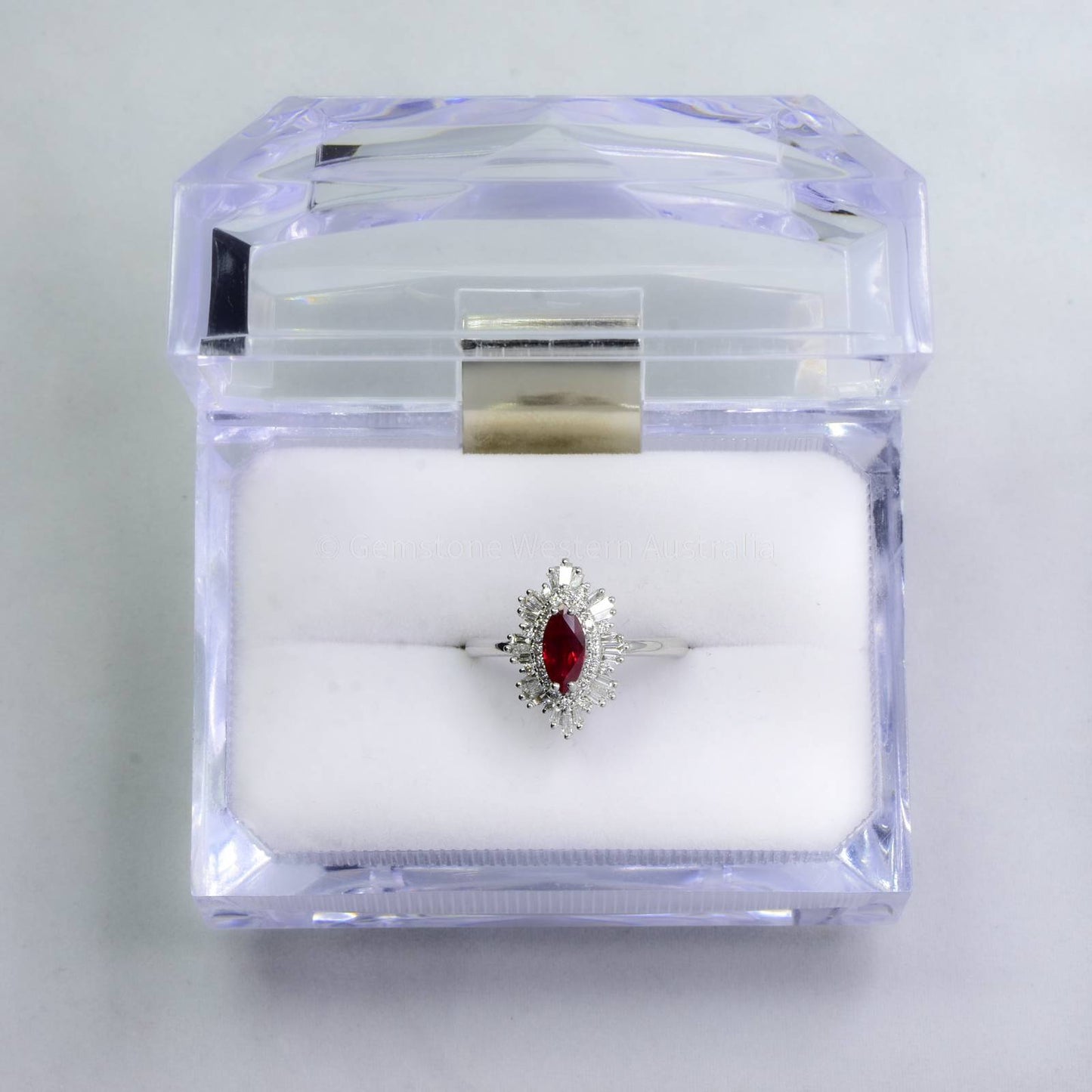 Art Deco Unheated Vivid Red Ruby Ring and Diamonds | Ruby and Diamonds Ring