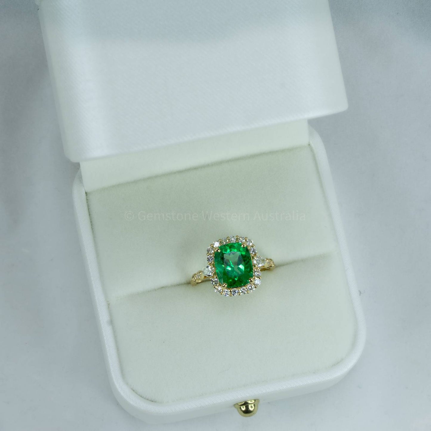 3.55ct Cushion Colombian Emerald Statement Ring