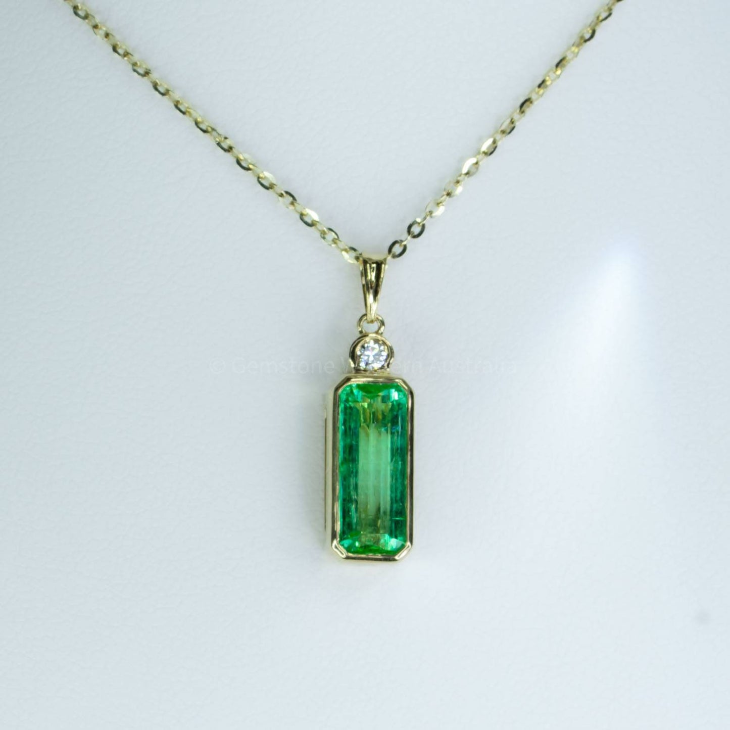 2.14ct Elongated Colombian Emerald Pendant in 18K Yellow Gold