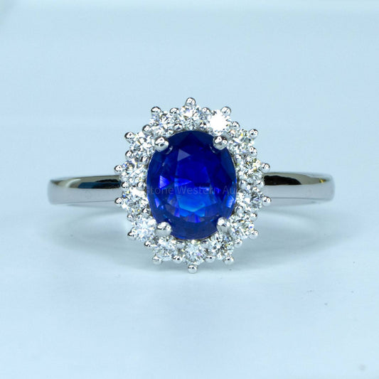 1.8ct Natural Blue Sapphire Diamonds Ring – Princess Diana-Inspired Ring