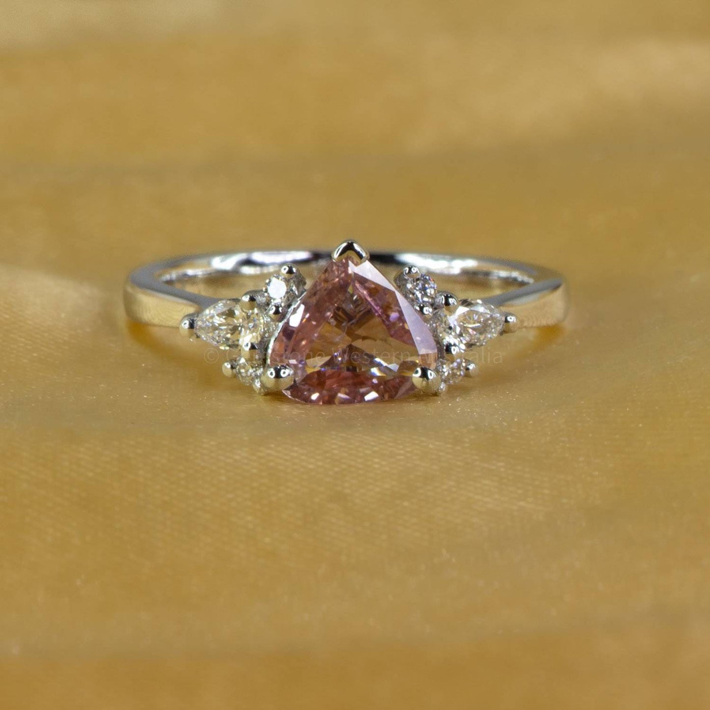 Unheated Pink Natural Sapphire Ring and Diamonds Ring in Platinum