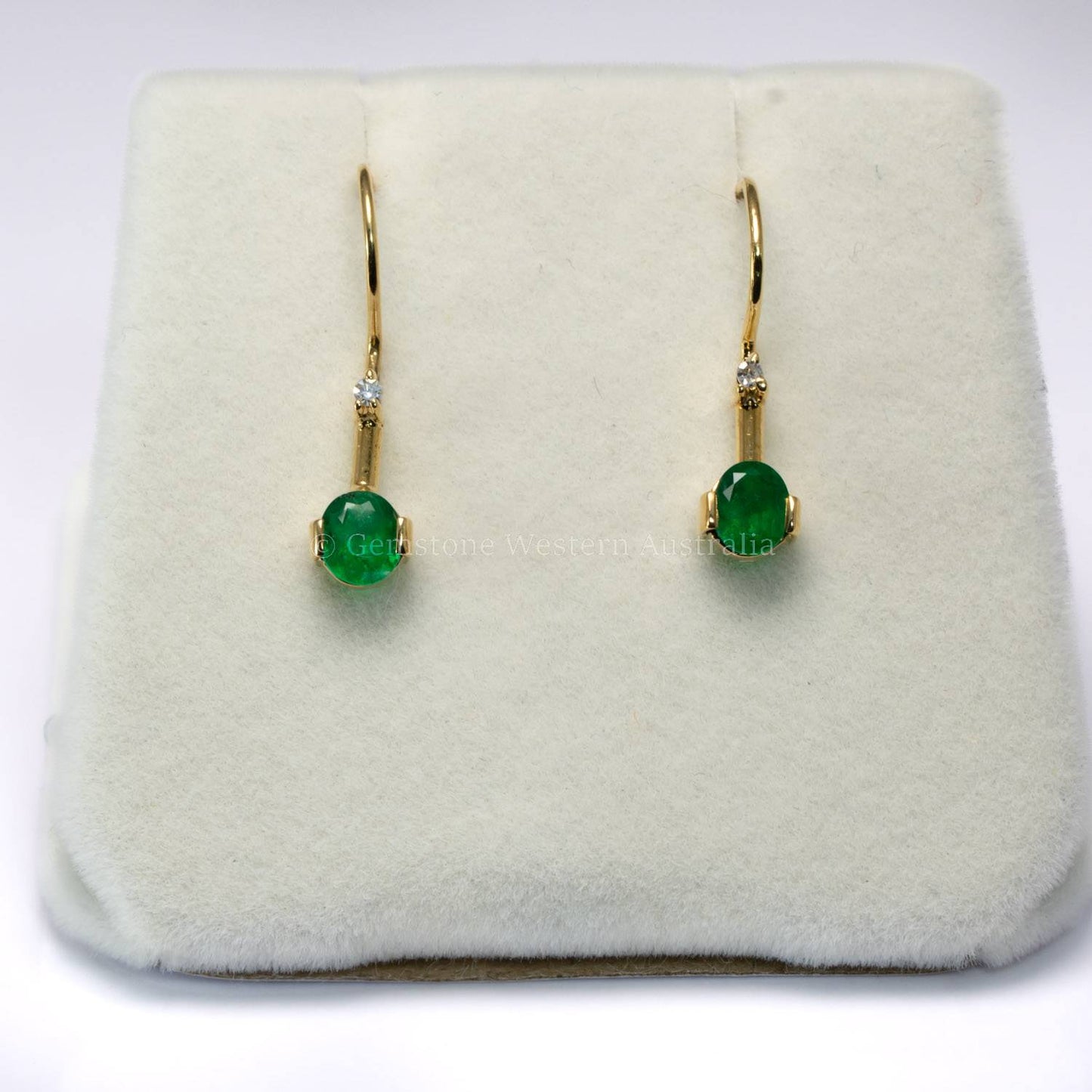 Dangling Diamond and Emerald Earrings| Colombian Emerald Earrings in 18K Gold