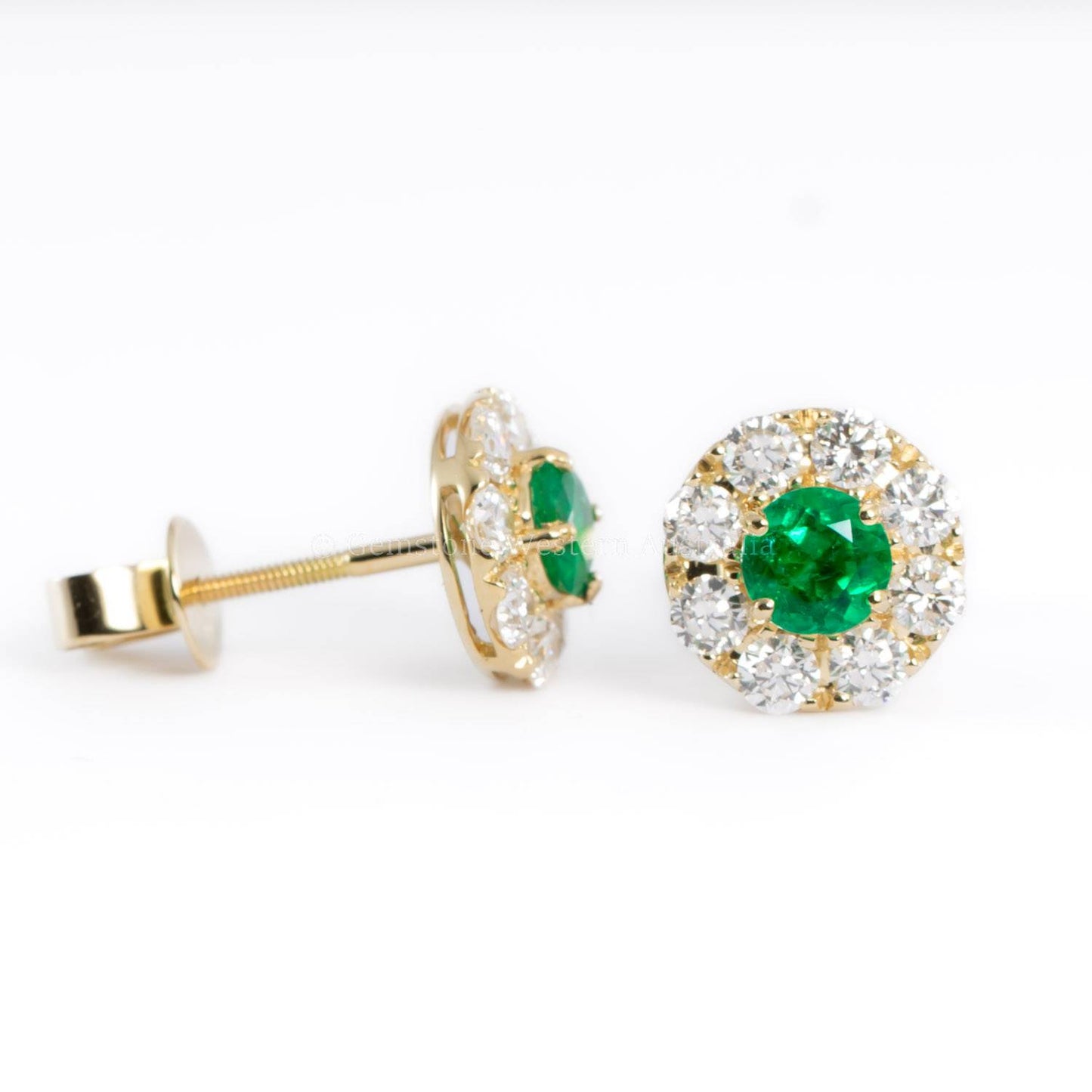 1.68 TCW Natural Emeralds and Diamond Halo Earrings
