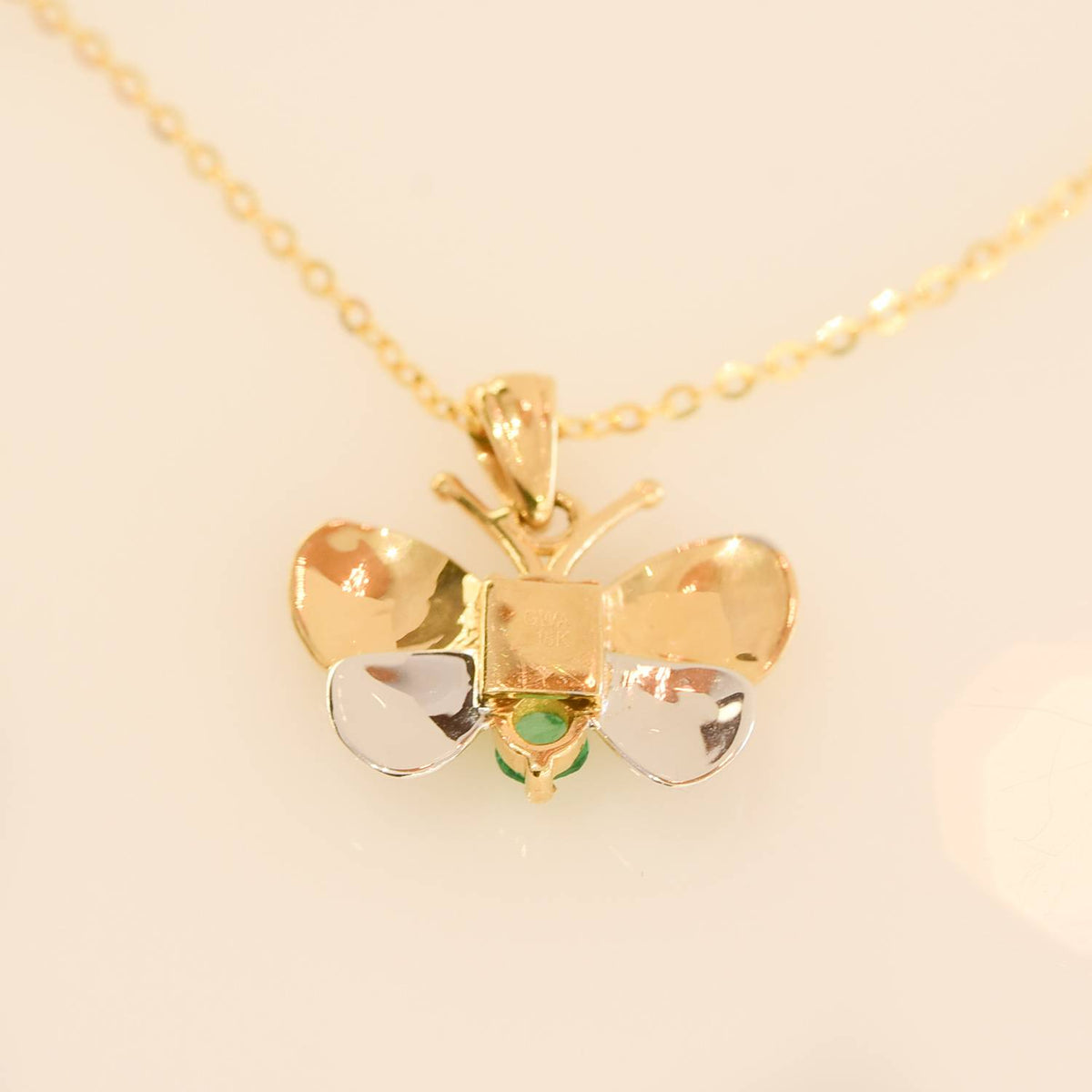 Emerald Butterfly Pendant Colombian Emeralds in 18K Gold