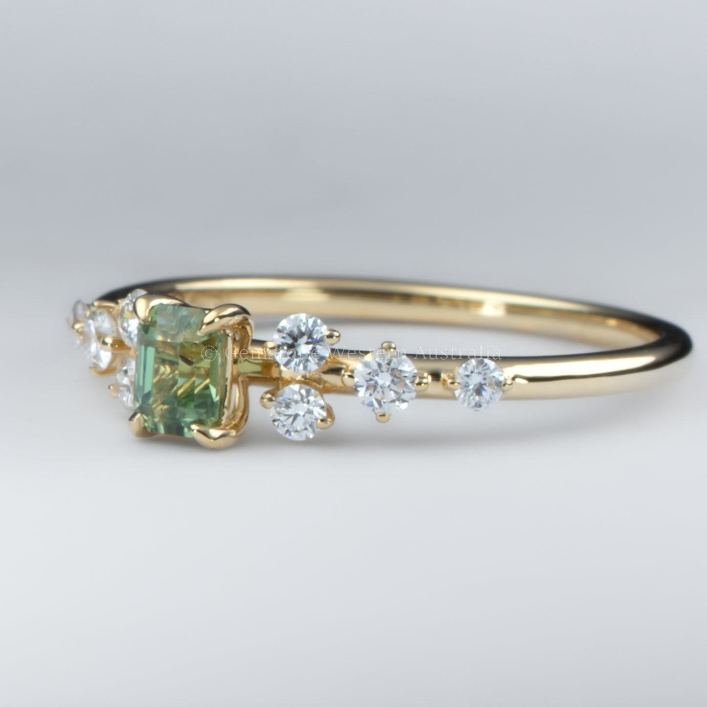 Natural Alexandrite Ring – Emerald Cut with Diamonds in 18K Yellow Gold